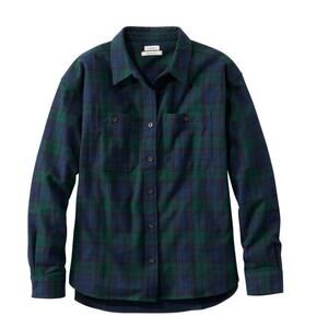 NWOT L.L. Bean Boyfriend Relaxed Fit Flannel Shirt Scotch Plaid XS Classic Gorp